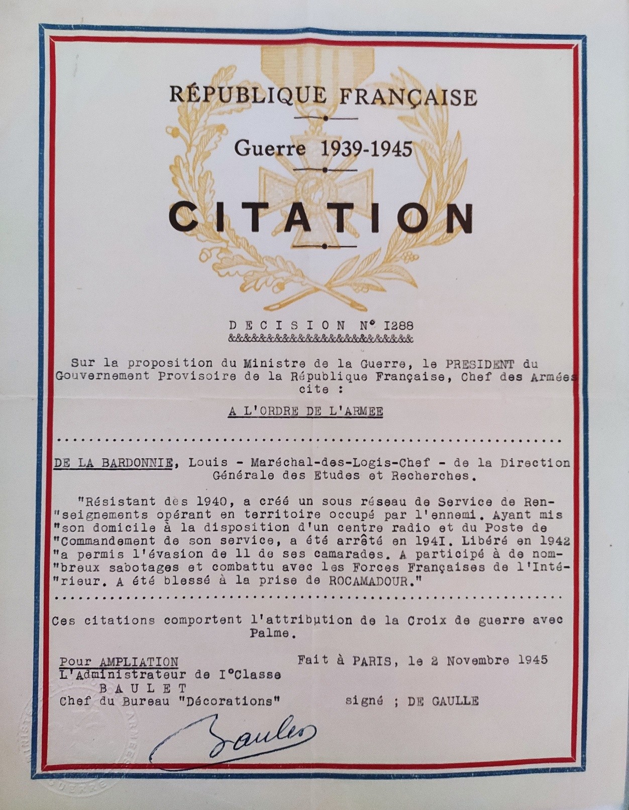 Citation ordre armée Louis